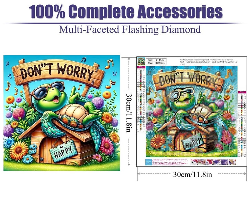BOHADIY Sea Turtle Diamond Art Painting Kits for Adults, Full Drill Diamond Dots Paintings for Beginners, Round 5D Flowers Paint with Diamonds Pictures Gem Art Painting Kits DIY Crafts Kits 12x12inch - Image 2