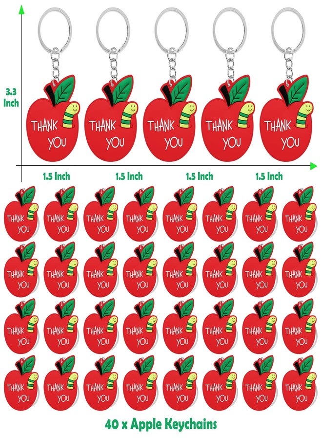 CiciBear 40 Pack Thank You Themed Red Apple Keychains Party Decoration for Guests, Fruit Themed Party, Baby Shower, School Party, Kids Birthday - Image 2