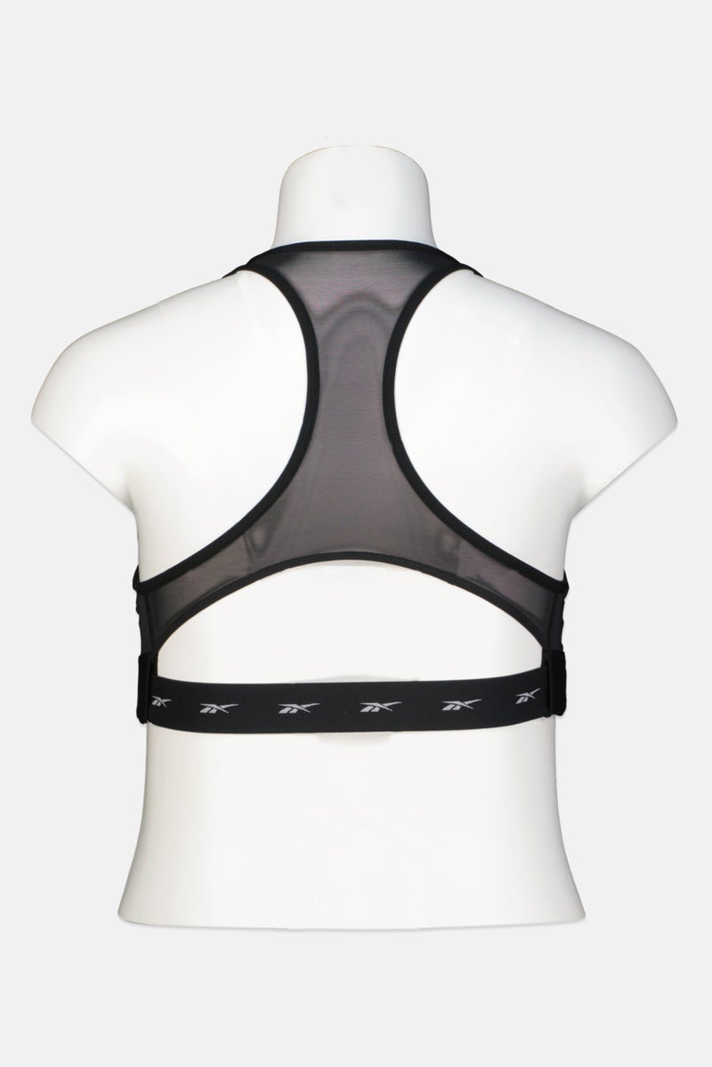 Reebok Women Plus Size Brand Logo Padded Training Sports Bra, Black - Image 3