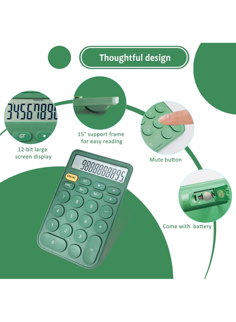 Sweet seven آلة حاسبة مكتبية كبيرة العرض 12 رقم - مثالية للمكتب والمدرسة والمنزل والأعمال - وضع السكون التلقائي - أخضر - Image 2