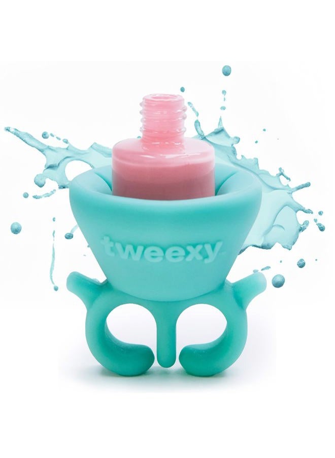 Tweexy Wearable Nail Polish Holder Ring - Ideal Gift for Teenage Girls - Nail Polish Holder Stand for Manicure & Pedicure, Fingernail Painting - Nail Polish Accessories (Spa Green) - Image 1