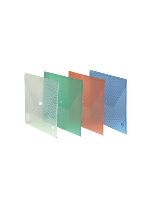 COMIX - C330 Transparent Snap Fastener Document Envelope Striped Pattern 10-Piece BYBIC23 - Image 1