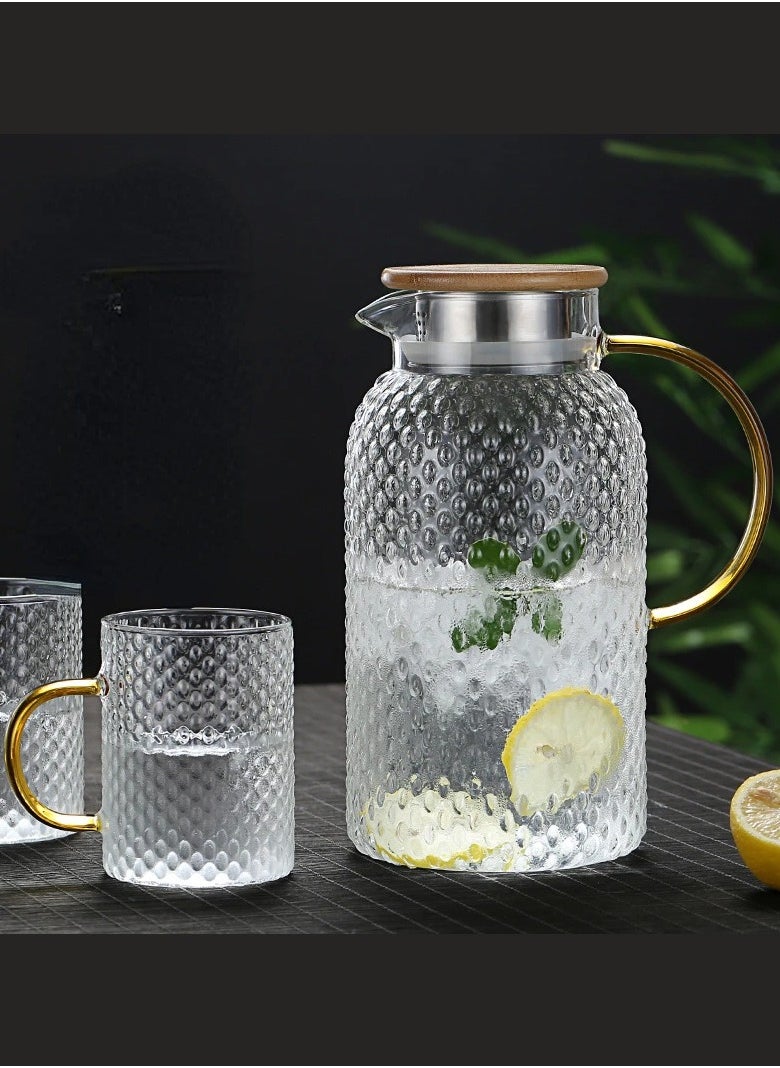 High-Temperature Resistant 1800ml Glass Water Pitcher Set: Modern Carafe with Adjustable Lid & 4 Clear 350ml Glasses for Hot and Cold Beverages - pzsku/Z254F2D7EF9FE476C37ACZ/45/_/1725802495/d9b7b6cb-dd6d-4bc0-9d84-175b7fcaa576