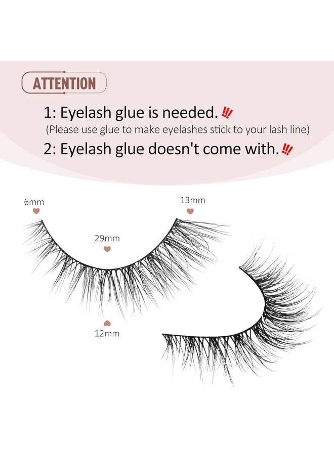 Onlyall Natural Lashes Wispy Lashes Natural Look False Eyelashes Natural Flared Eyelashes False Eye Lashes Soft Fluffy Lashes 7 Pairs D1 Natural (6-13MM) - Image 2