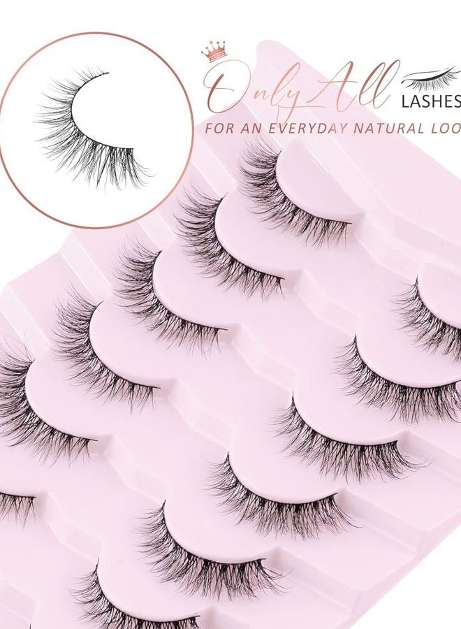 Onlyall Natural Lashes Wispy Lashes Natural Look False Eyelashes Natural Flared Eyelashes False Eye Lashes Soft Fluffy Lashes 7 Pairs D1 Natural (6-13MM) - Image 4