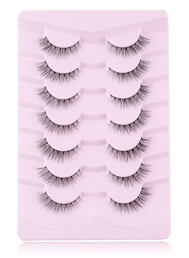 Onlyall Natural Lashes Wispy Lashes Natural Look False Eyelashes Natural Flared Eyelashes False Eye Lashes Soft Fluffy Lashes 7 Pairs D1 Natural (6-13MM) - Image 5