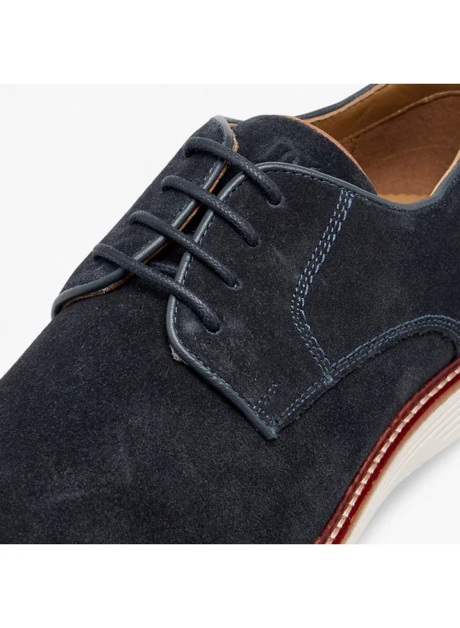 DUCHINI Men's Suede Derby Shoes with Lace-Up Closure