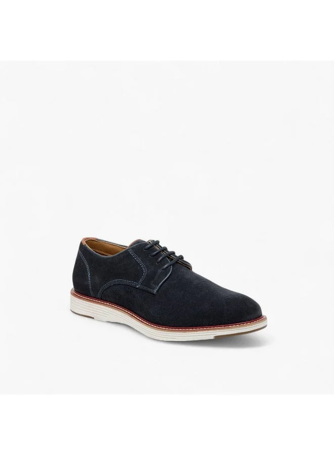 DUCHINI Men's Suede Derby Shoes with Lace-Up Closure