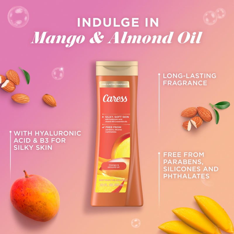 Caress Body Wash Mango & Almond Oil For Smooth And Rejuvenated Skin Body Soap 20 fl oz, Pack of 4 - Image 4