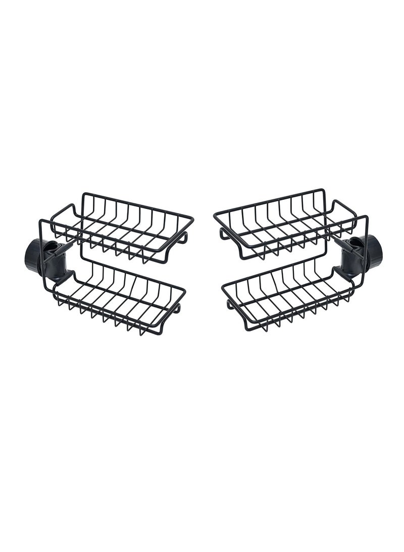 Pack of 2 Pcs Kitchen Sink Caddy Organizer Sponge Holder Faucet Soap Dish Holder Double Layer for Kitchen - Image 1