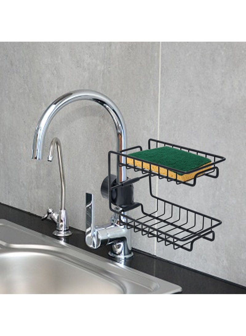 Pack of 2 Pcs Kitchen Sink Caddy Organizer Sponge Holder Faucet Soap Dish Holder Double Layer for Kitchen - Image 2