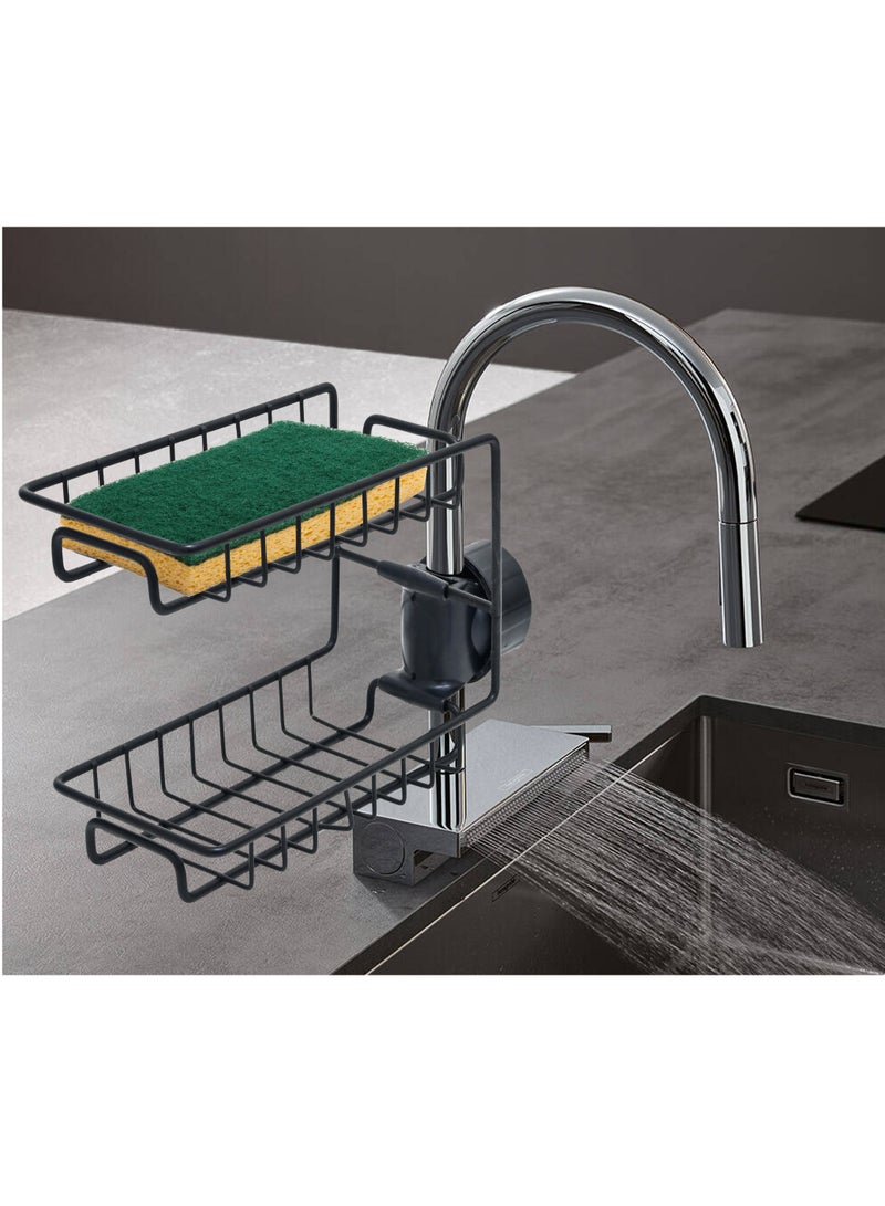 Pack of 2 Pcs Kitchen Sink Caddy Organizer Sponge Holder Faucet Soap Dish Holder Double Layer for Kitchen - Image 3