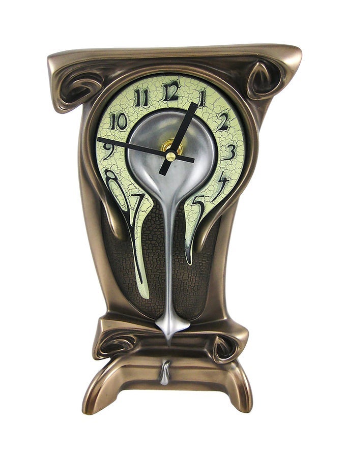 ART NOUVEAU 11 14 HIGH MELTING BRONZE TABLE CLOCK