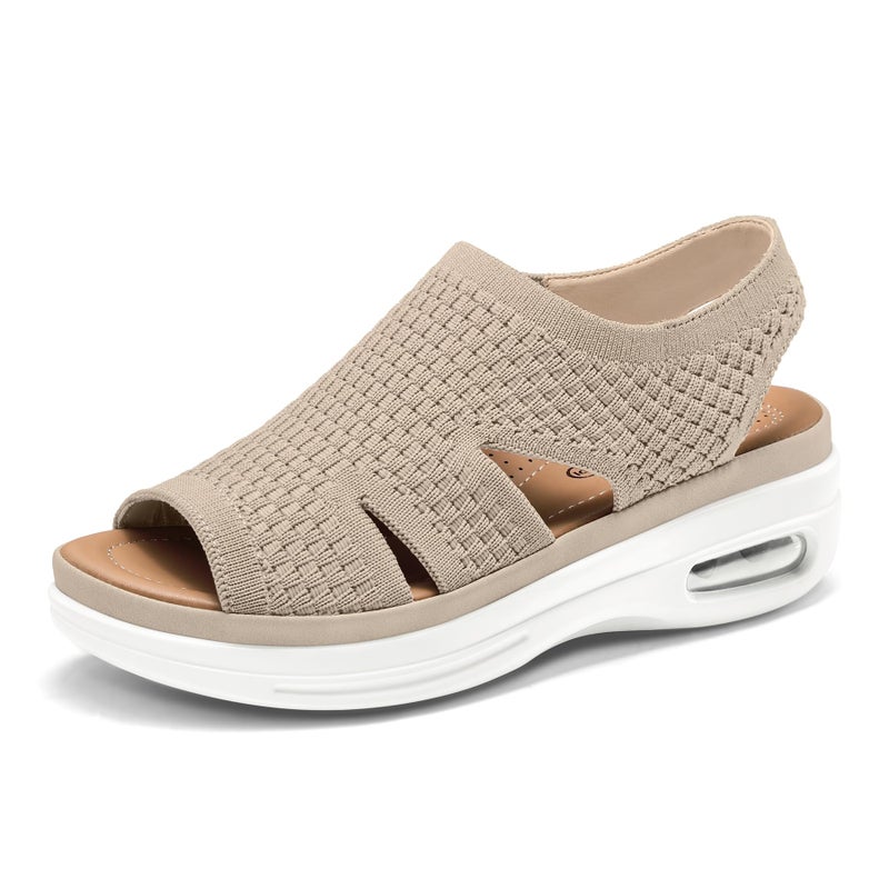 mysoft Womens Comfortable Walking Sandals Slip On Air Cushion Slingback Open Toe Platform Summer Shoes - Image 1