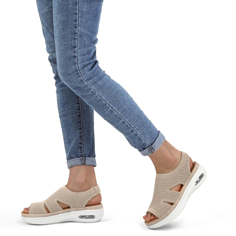 mysoft Womens Comfortable Walking Sandals Slip On Air Cushion Slingback Open Toe Platform Summer Shoes - Image 2