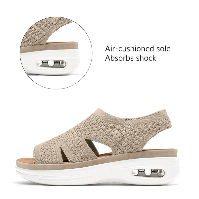 mysoft Womens Comfortable Walking Sandals Slip On Air Cushion Slingback Open Toe Platform Summer Shoes - Image 3