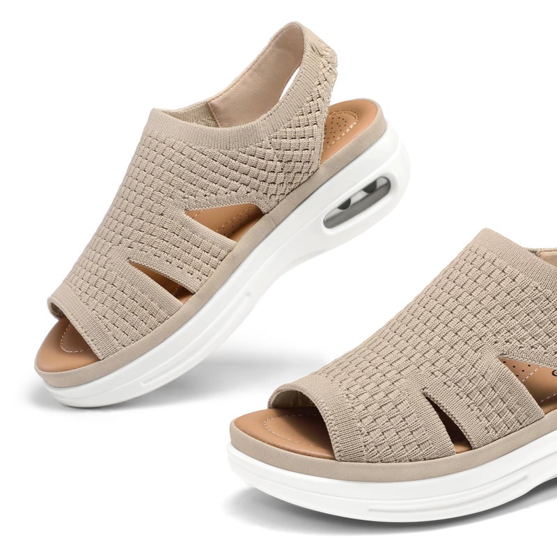 mysoft Womens Comfortable Walking Sandals Slip On Air Cushion Slingback Open Toe Platform Summer Shoes - Image 5