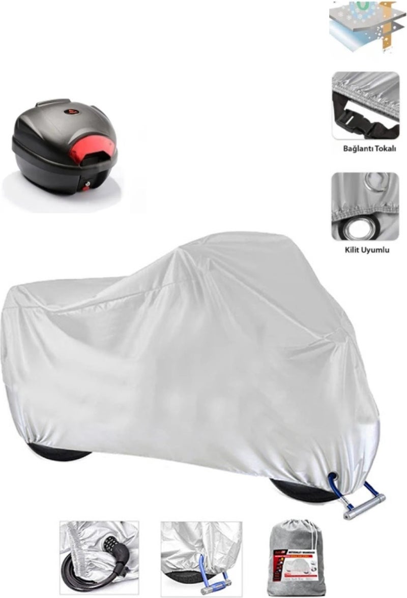 Breen Aprilia RS 660 Rear Bag And Lock Compatible Gray Motorcycle Canvas, Safe  - Image 1
