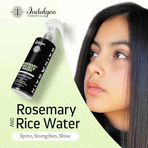 Indulgeo Essentials Rosemary & Rice Water Hair Growth Spray (200ml) | Strengthening Rosemary Rice Water Spray for Thicker, Healthier Hair | Adds Shine, Soft & Smooth Finish | Detangles, Controls Hair Fall | Ideal Leave-In Conditioner for All Hair Types - Image 2