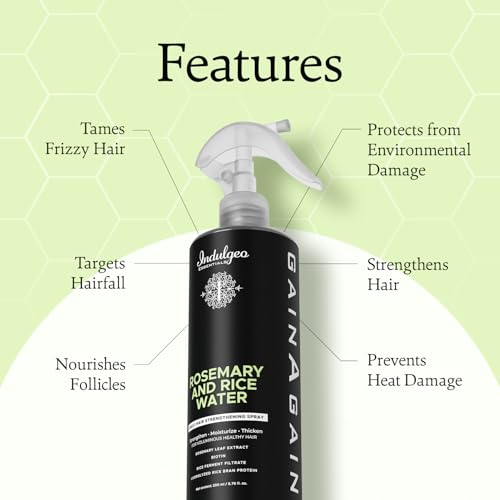 Indulgeo Essentials Rosemary & Rice Water Hair Growth Spray (200ml) | Strengthening Rosemary Rice Water Spray for Thicker, Healthier Hair | Adds Shine, Soft & Smooth Finish | Detangles, Controls Hair Fall | Ideal Leave-In Conditioner for All Hair Types - Image 4