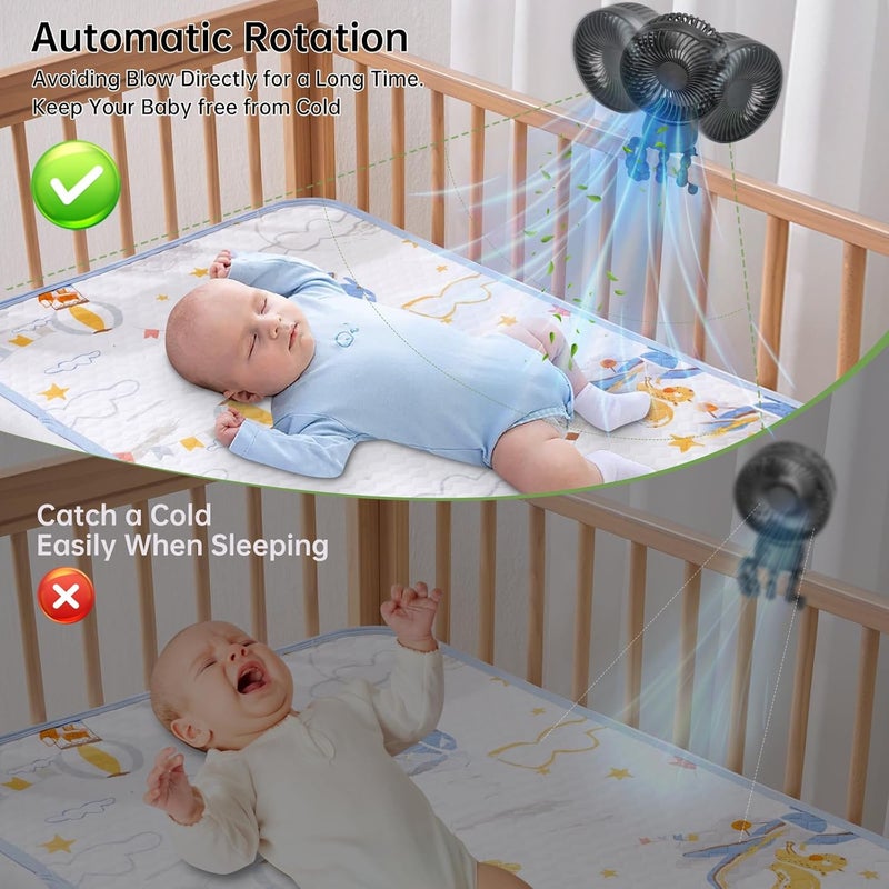 POPERFUN Stoller Fan 10000 mAh, Stoller Fan with LED Light, Rotating USB Fan, 3 Speeds, Suitable for Pushchairs, Cribs, Car Seats, Travel - Image 5