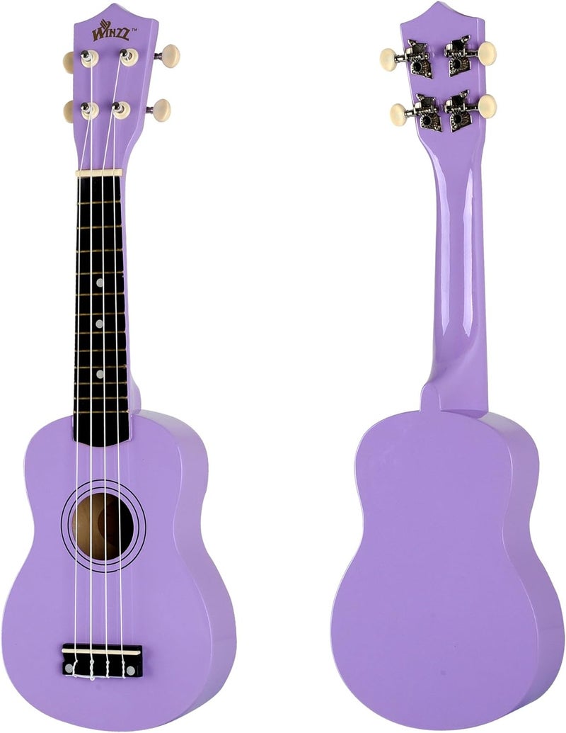 وينز مجموعة Soprano Ukulele للمبتدئين، آلات موسيقية مع حقيبة، موالف قابل للتثبيت، أوتار إضافية، حزام، معول، ملصقات الحنق، بطاقة الأوتار، قطعة تلميع (21 بوصة سوبرانو، أرجواني) - Image 3