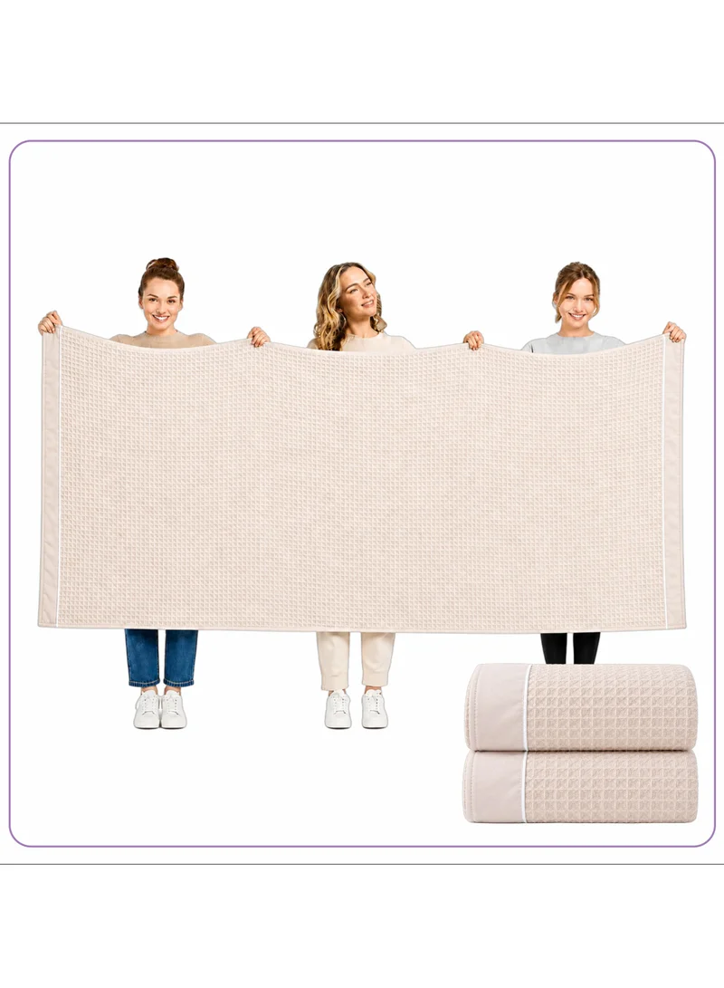 Donetella Bath Sheet (2 Piece, 90x180 cm) – Microfiber 310 GSM Waffle Weave Ultra Soft & Highly Absorbent Quick Dry Large Bath Sheet, Lightweight Solid Bath Sheet for Bathroom, Gym, Spa & Travel.