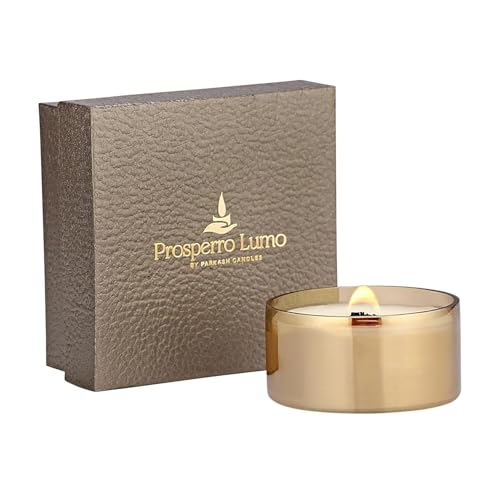 PROSPERRO LUMO by Parkash Candles Premium Scented Glass Candle for Home Decor || Wooden Wick || 100% Soy Wax (Jasmine) - Image 3