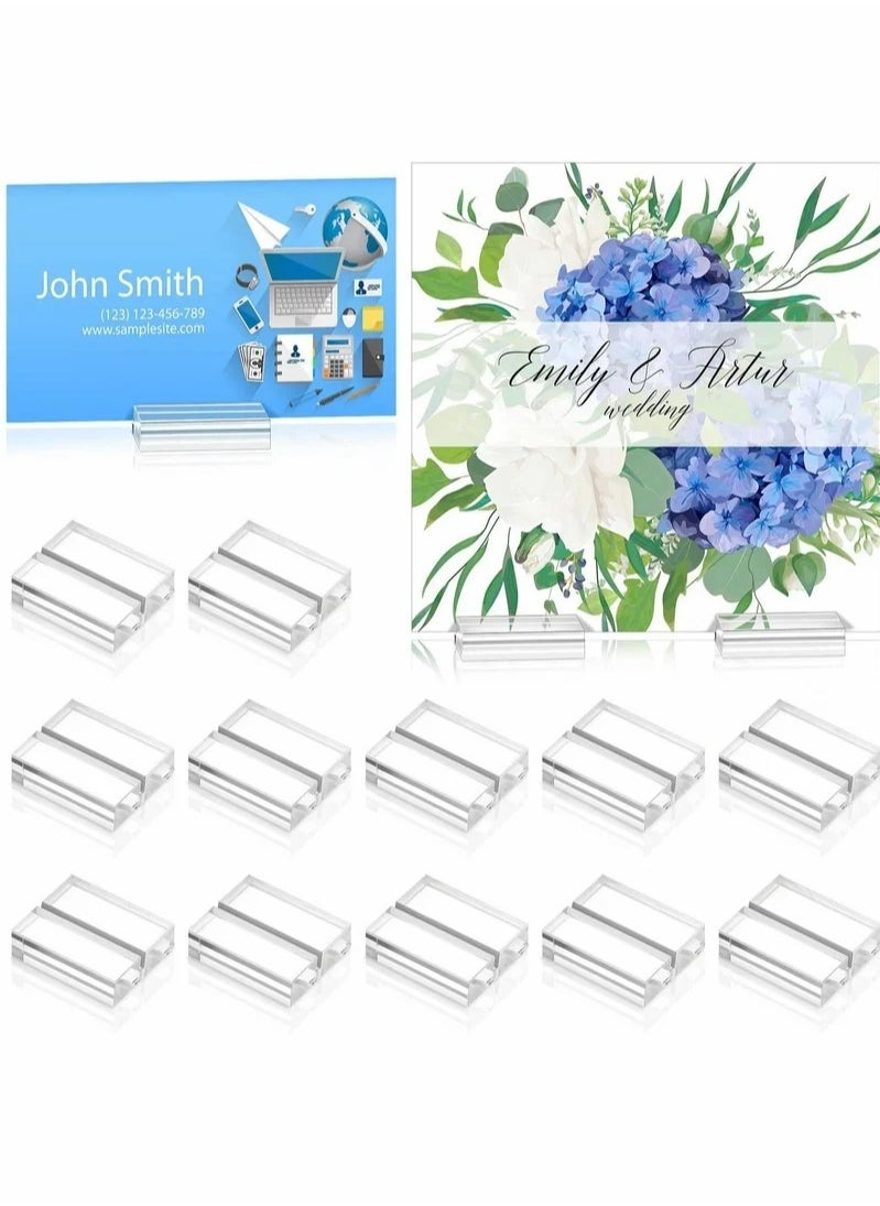 MIXDE Acrylic Stand, Card Holder Desk Number, Holds 1.2 Inch Card Holder Clear Card Display Holder for Dining Table Shop Office Wedding Photo Painting Business Card Holder (12 Pieces)  - Image 1