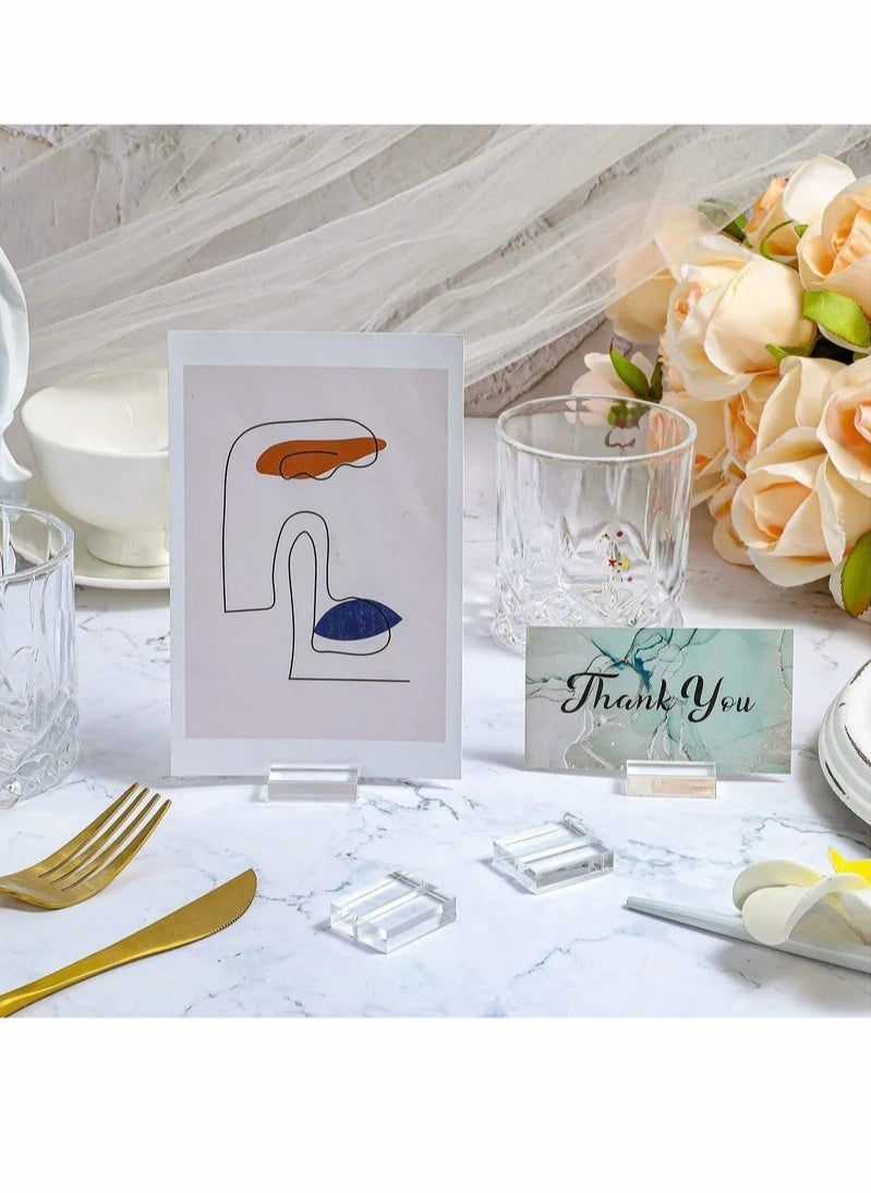 MIXDE Acrylic Stand, Card Holder Desk Number, Holds 1.2 Inch Card Holder Clear Card Display Holder for Dining Table Shop Office Wedding Photo Painting Business Card Holder (12 Pieces)  - Image 2