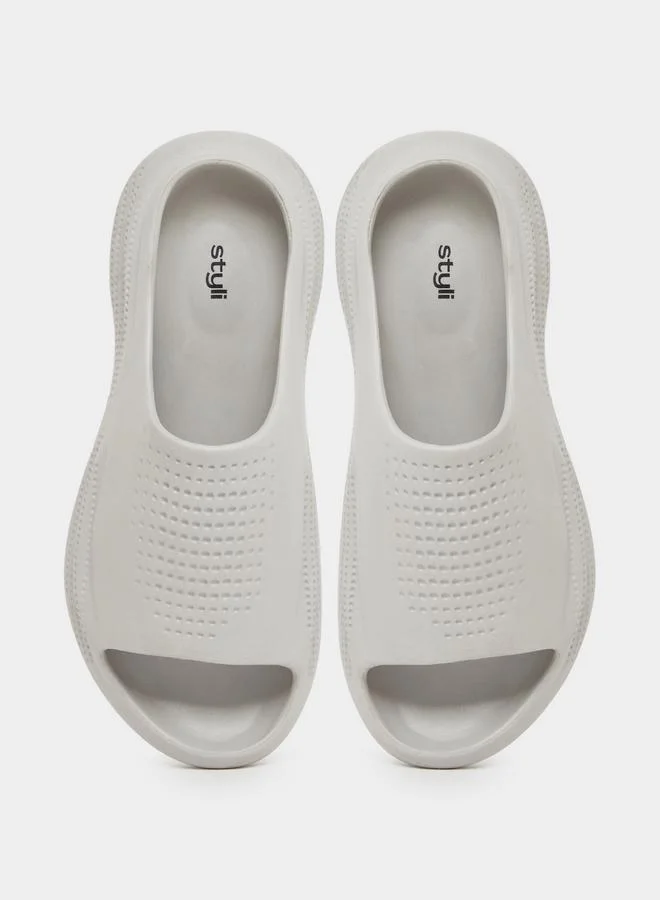 Styli Styli Perforated Open Toe Slip-On Slides