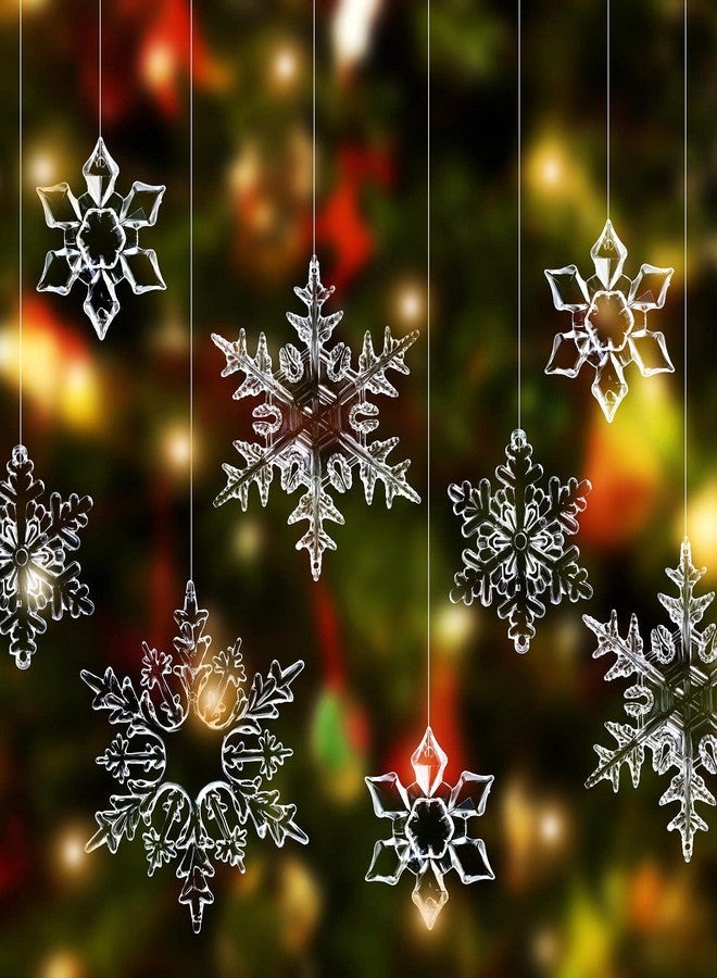 كانلير 66 قطعة من زينة رقاقات الثلج الأكريليكية لعيد الميلاد، رقاقات ثلج شفافة لشجرة عيد الميلاد، زينة معلقة من الكريستال الشتوي، زينة بلاستيكية لعيد الميلاد، مناسبة للمنزل والحفلات، يمكنك صنعها بنفسك، مقاسات 1.7/2/3.3/3.7 بوصة - Image 1