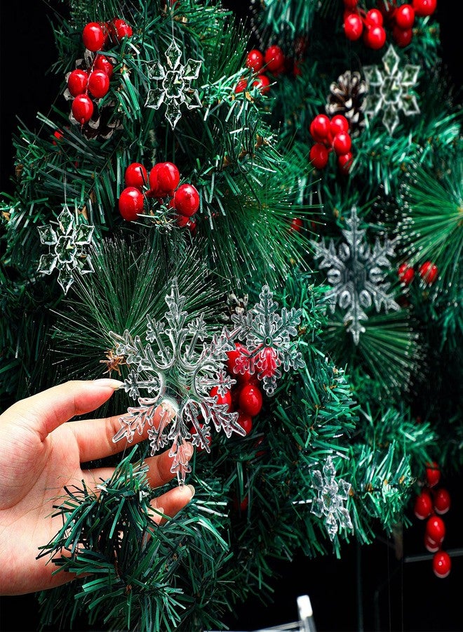 كانلير 66 قطعة من زينة رقاقات الثلج الأكريليكية لعيد الميلاد، رقاقات ثلج شفافة لشجرة عيد الميلاد، زينة معلقة من الكريستال الشتوي، زينة بلاستيكية لعيد الميلاد، مناسبة للمنزل والحفلات، يمكنك صنعها بنفسك، مقاسات 1.7/2/3.3/3.7 بوصة - Image 4