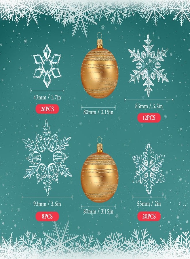 كانلير 66 قطعة من زينة رقاقات الثلج الأكريليكية لعيد الميلاد، رقاقات ثلج شفافة لشجرة عيد الميلاد، زينة معلقة من الكريستال الشتوي، زينة بلاستيكية لعيد الميلاد، مناسبة للمنزل والحفلات، يمكنك صنعها بنفسك، مقاسات 1.7/2/3.3/3.7 بوصة - Image 2