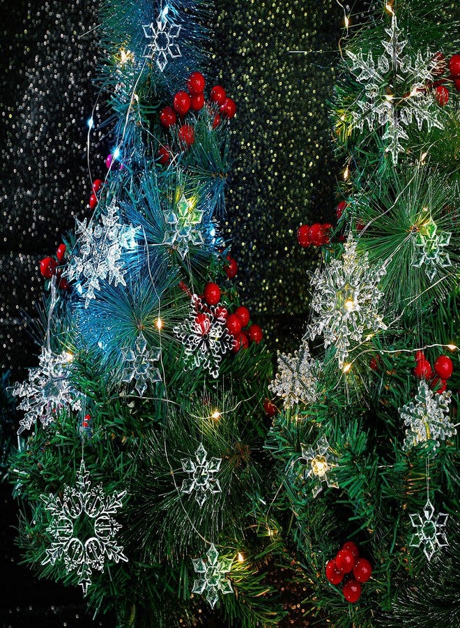 كانلير 66 قطعة من زينة رقاقات الثلج الأكريليكية لعيد الميلاد، رقاقات ثلج شفافة لشجرة عيد الميلاد، زينة معلقة من الكريستال الشتوي، زينة بلاستيكية لعيد الميلاد، مناسبة للمنزل والحفلات، يمكنك صنعها بنفسك، مقاسات 1.7/2/3.3/3.7 بوصة - Image 5