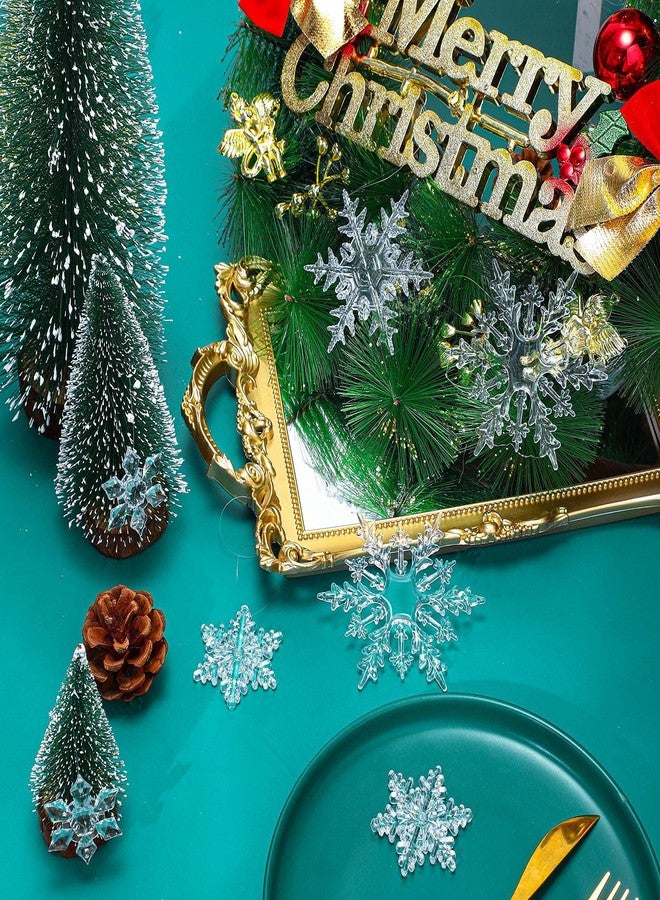 كانلير 66 قطعة من زينة رقاقات الثلج الأكريليكية لعيد الميلاد، رقاقات ثلج شفافة لشجرة عيد الميلاد، زينة معلقة من الكريستال الشتوي، زينة بلاستيكية لعيد الميلاد، مناسبة للمنزل والحفلات، يمكنك صنعها بنفسك، مقاسات 1.7/2/3.3/3.7 بوصة - Image 3