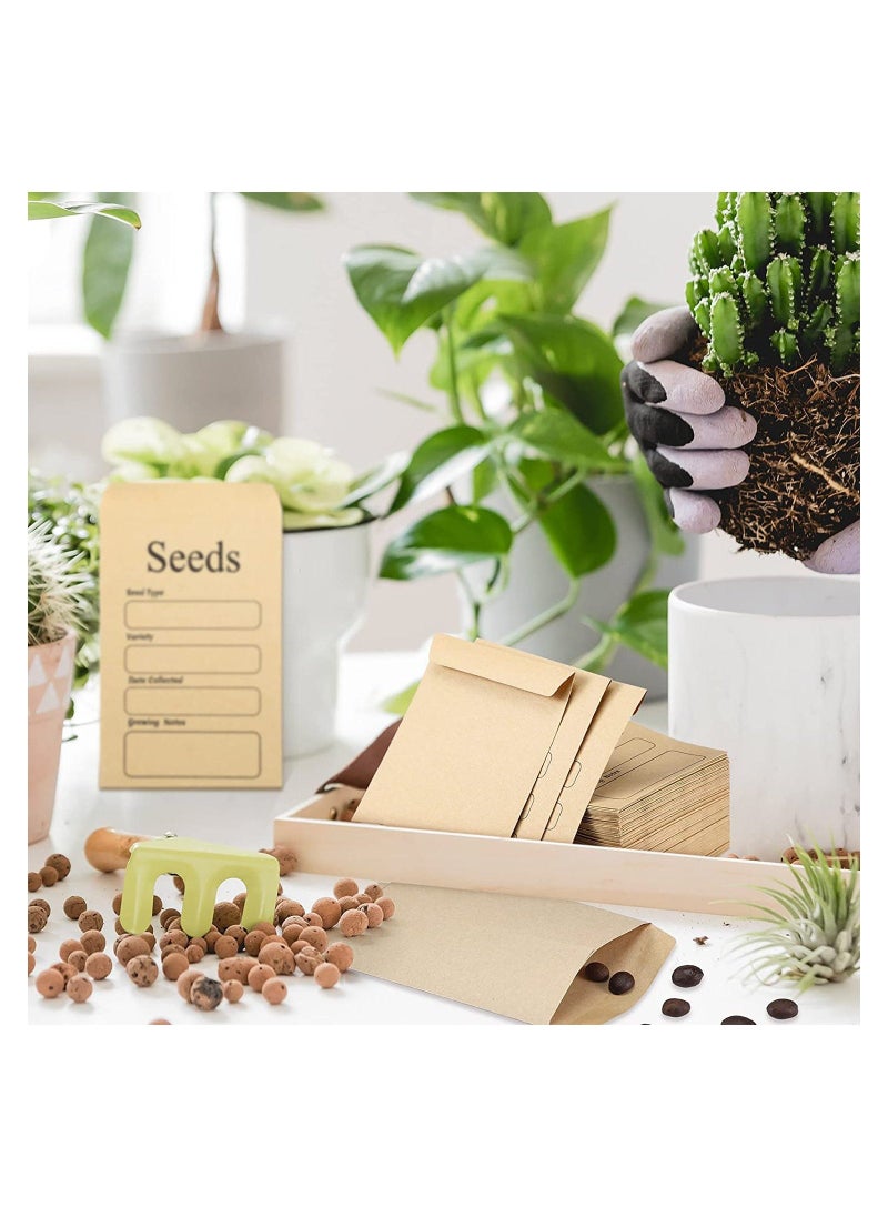 Generic - Seed Saving Envelopes, 3.15 x 4.72 Inch Resealable Self Sealing Seed Envelope Seed Packets, with Preprinted Seed Collecting Template, for Collection of Seeds, Yellow, 100 Pcs - Image 1