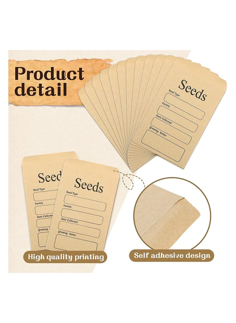 Generic - Seed Saving Envelopes, 3.15 x 4.72 Inch Resealable Self Sealing Seed Envelope Seed Packets, with Preprinted Seed Collecting Template, for Collection of Seeds, Yellow, 100 Pcs - Image 1