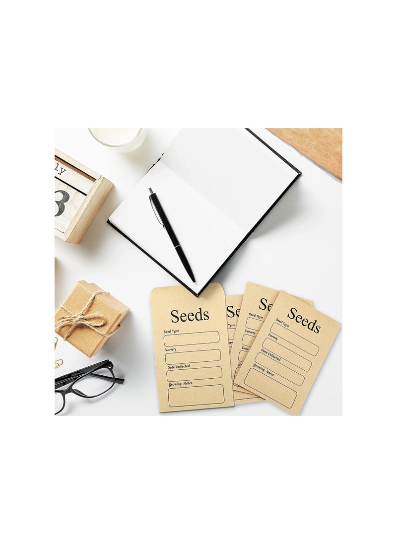 Generic - Seed Saving Envelopes, 3.15 x 4.72 Inch Resealable Self Sealing Seed Envelope Seed Packets, with Preprinted Seed Collecting Template, for Collection of Seeds, Yellow, 100 Pcs - Image 1