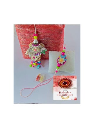 Bhai-Bhabhi Rakhi Set - 36 cms - with Roli Chawal – Handcrafted Traditional Raksha Bandhan Gift Combo - view 2