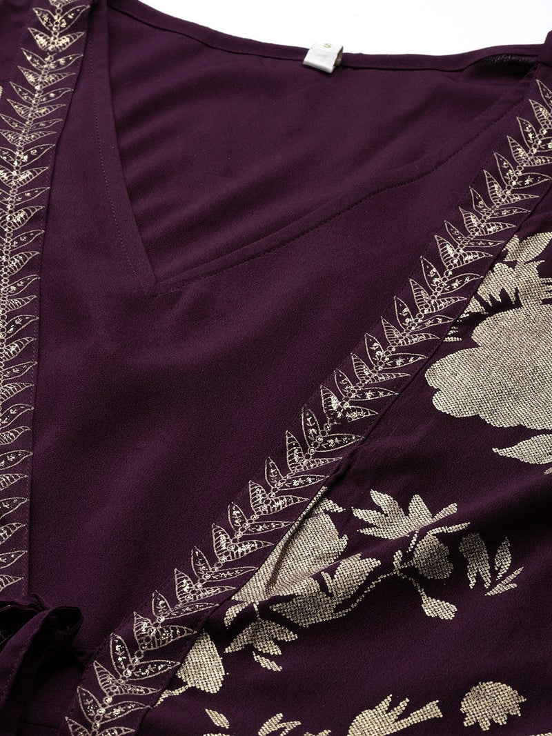Ahalyaa Wine Ethnic Dress for Women - Image 2