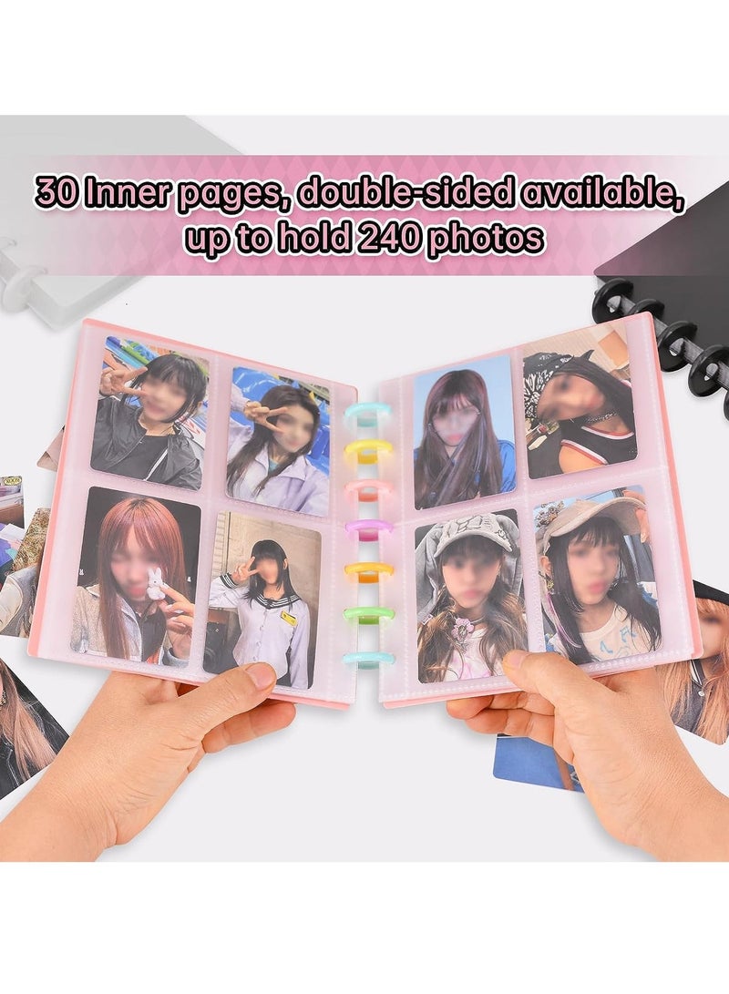 SYOSI Kpop Photocard Binder 3 Inch Photocard Holder Book Sleeves with 30Pcs Inner Pages A5 Idol Business Card Collect 2×3 Polaroid Photo Album - Image 2