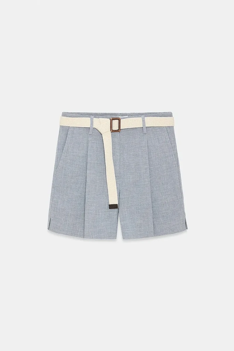 Dilvin DILVIN Belted High-waist Tailored Shorts