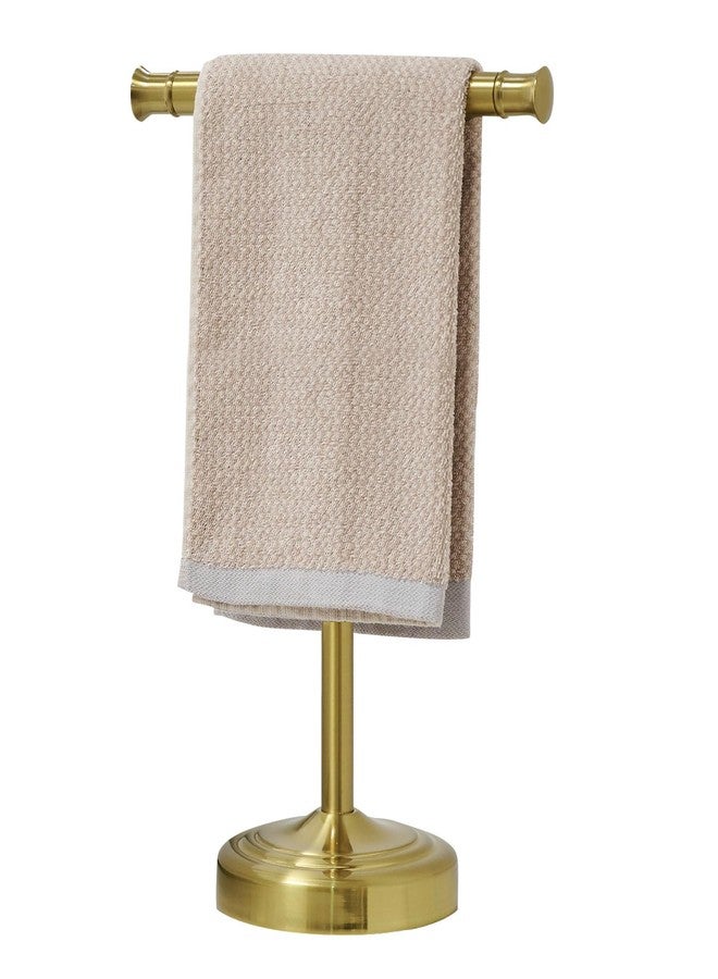 RUMOSE 13 Inch Brushed Gold Towel Stand Hand Towel Holder Bathroom Kitchen Vanity Countertop T-Shape Towel Rack Free Standing Stainless Steel Towel Bar Towel Ring - Image 1