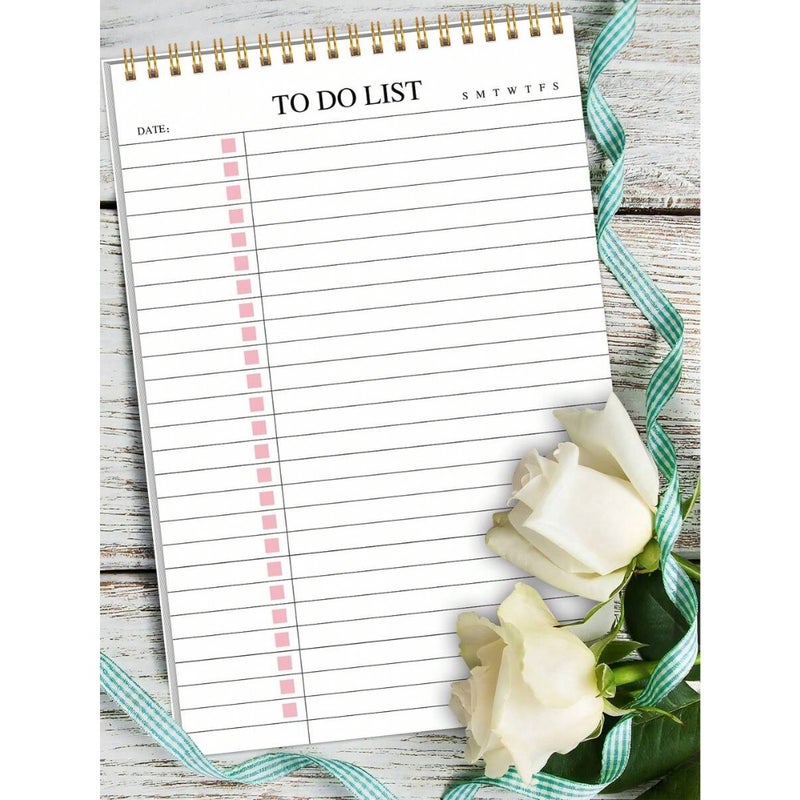 1pc Minimalist To-Do List Planner Notebook, A5 Undated Spiral Bound Daily Task Journal With Simple Checkbox Layout, Weekly Tracking And Date Section, Suitable For School, Office Or Home Use, Back To School Supplies, Office Stationery - Image 2