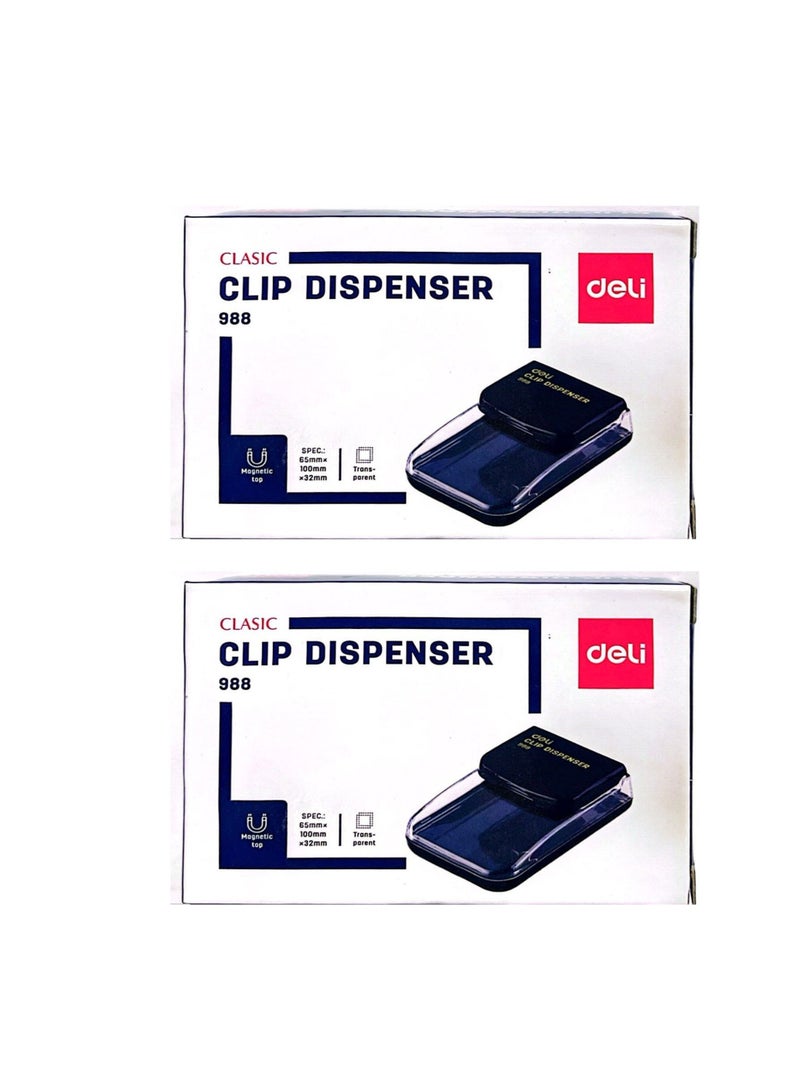 Deli 2 PCS Magnetic Paper Clip Dispenser Assorted Colours - Image 2