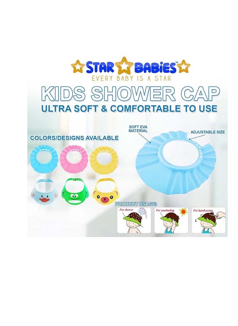 STAR BABiES Star Babies - Combo Pack of 2- Kids Shower Cap with Scented Bag (5 Pcs w/Dispenser) - Green/White  - Image 4