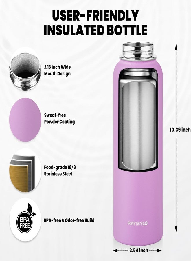 RAYMYLO Insulated Water Bottle 40 oz, Triple Wall Vacuum Stainless Steel (Cold for 48 Hrs), Leak Proof & Non-BPA, Modern Water Flask Jug with Paracord Handle & Straw Spout Lids, Lilac - Image 5
