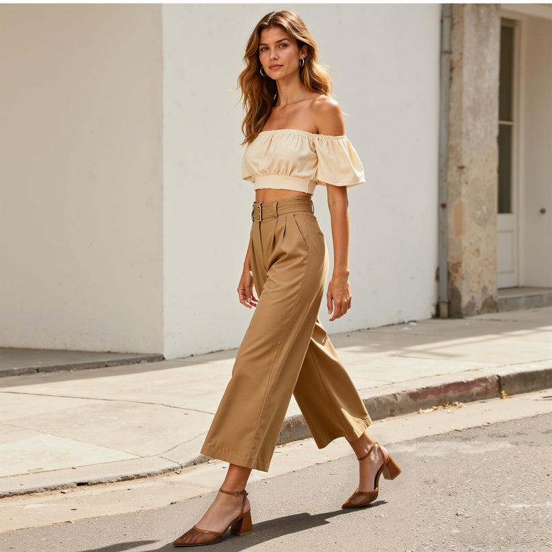 QIY Block Heels for Women Closed Toe Brown Heels Women Pointed Toe Brown Strappy Mesh Heel Pointy Sling Back Slingback Low Short Chunky Heel Wedding Dress Shoes Womens Pumps Size 9.5 - Image 3