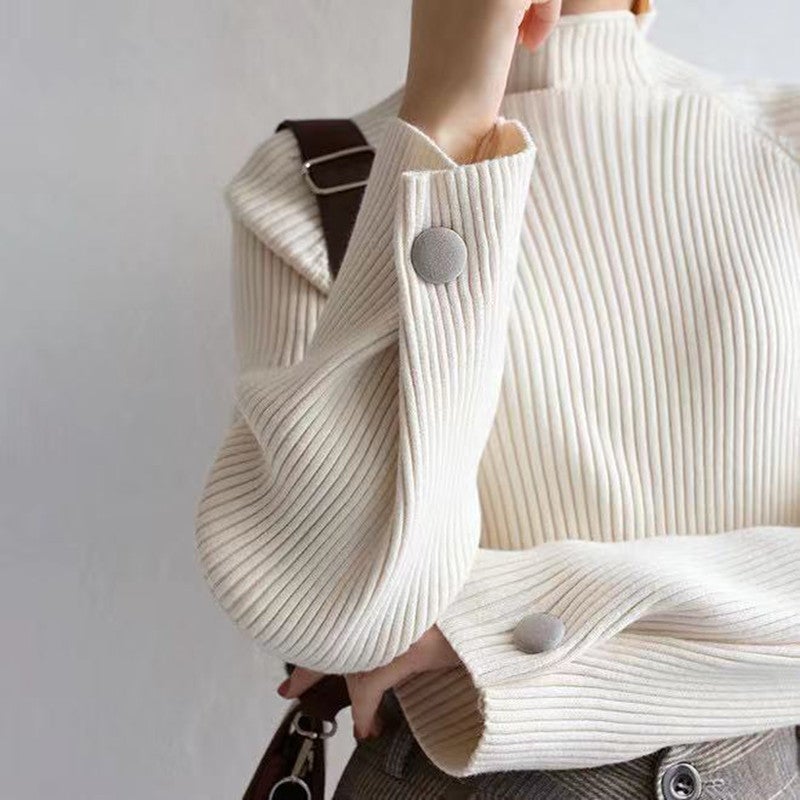 Korean Thick Knit Sweater Womens Loose Turtleneck Autumn Winter Khaki  - Image 3